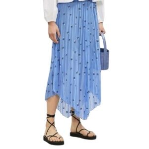 💕HP💕Maje jengo has pleated heart print midi blue skirt